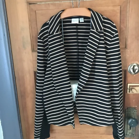 Zenergy by Chico's Open Drape Striped Knit Jacket 2 L - Picture 1 of 8